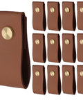 12 Pack Brown Leather Drawer Pulls With Single Hole Mount For Kitchen Cabinets Drawers Dresser Cupboard Closet And Furniture Doors