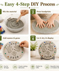 Custom DIY Family Handprint Stone Kit With Concrete Mold, Letter And Number Stamps, Colorful Gems For Indoor Outdoor Garden
