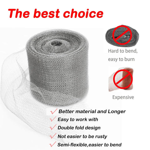 Stainless Steel Wire Mesh Roll For Rodent Control 5 Inch By 30 Foot Hole Filler Fabric shown with advantages over competitors.