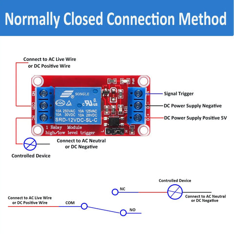 4 Piece 12V Relay Module With Optocoupler Isolation 1 Channel Relay Board High Or Low Level Trigger For Arduino Raspberry Pi And Home Automation Projects Durable Fault Tolerant Design normally closed wiring diagram