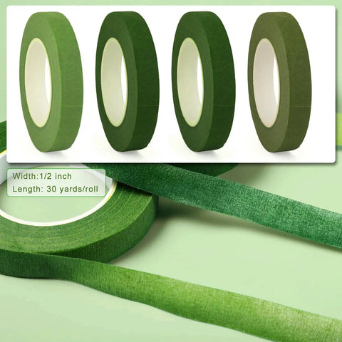 Four rolls of green floral tape from DIY Floral Arrangement Kit With Green Floral Tape And Floral Wire, 30 yards each