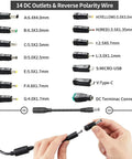 Adjustable Universal Power Supply 3V To 24V 3A 72W AC DC Switching Adapter with 14 DC plug tips and polarity cable shown