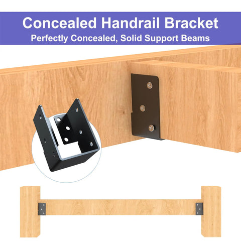 Concealed Joist Hanger Bracket Set, 4 Pack, 201 Stainless Steel, 4x6 Joist Brackets With Screws For Railing, Wood Posts, Beams, Fences, And Handrails Built Tough For Outdoor Use