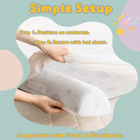 Cozy Foam Bed Rail Bumpers For Toddlers With Semi Teardrop Design setup under sheet on bed