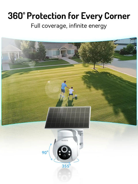 Outdoor 2K Security Camera With 360 Degree PTZ And AI Smart Detection For Human, Pet And Motion Alerts in garden setting