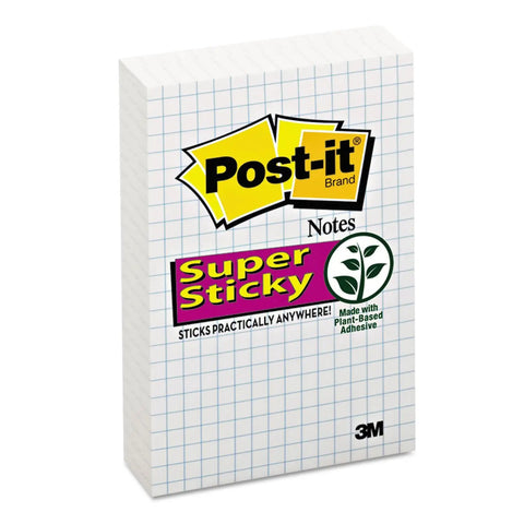 Sticky Grid Notes 4x6 Inches, 6 Pads With 50 Sheets Each, White Paper With Blue Grid