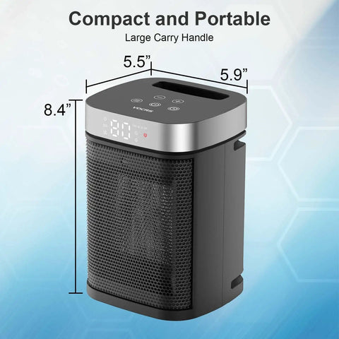 Compact Indoor Space Heater With Remote Thermostat And 12 Hour Timer 1500W PTC Ceramic Heater for Bedroom or Office shown