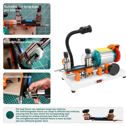 Key Cutting Machine Duplicator For Precise Manual Key Copying with dual axis guide and steel fixture, includes ten keys and gloves