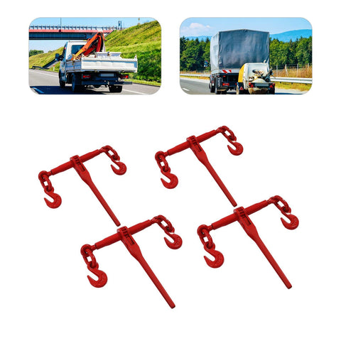 Heavy Duty Ratchet Chain Binder Set Three Eighths To One Half Inch With G70 Hooks, Four Pack Tie Down Tool shown with hauling trucks