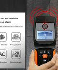 Slick Digital Wall Scanner And Straight Shot Stud Finder With Three Scan Modes, user holding device over wall for detection.