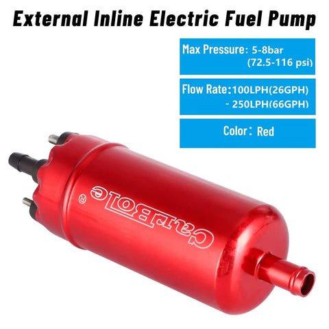 External Inline 12V Fuel Pump Universal High Pressure 116 Psi For Fuel Injection Systems, Electric Replacement With Mounting Bracket
