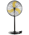 Heavy Duty 30 Inch High Velocity Pedestal Fan With 1/3 HP Motor, Ball Bearings, Oscillating Head, 9 Foot Cord, Turbo Yellow Blade, 8300 CFM