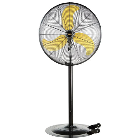 Heavy Duty 30 Inch High Velocity Pedestal Fan With 1/3 HP Motor, Ball Bearings, Oscillating Head, 9 Foot Cord, Turbo Yellow Blade, 8300 CFM