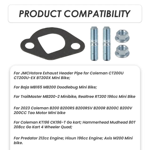Predator 212 Exhaust Muffler Gasket Kit with compatibility details for mini bikes and go-karts