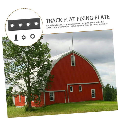 Sliding Barn Door Track Connector Kit Hardware For Smooth Operation No Fuss All In One Rail Connecting Plates Set For Barn Door Installation And Replacement Durable Metal Hardware For Modern Home Renovation with track flat fixing plate component shown.
