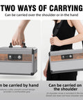 Medicine Lock Box With Key Safe For Meds, Aluminum Alloy And MDF Construction, Medium Black Safe Box, hand and shoulder carrying