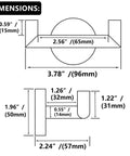 Dimensions diagram of Built To Last Heavy Duty Towel Hooks for bathrooms and kitchens in brushed nickel SUS304 stainless steel.