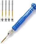 Ultra Handy Mini Precision Screwdriver Set with Magnetic Bits for Electronics and Eyeglasses, blue handle, five bit kit shown.