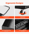 Close-up of ergonomic designs on Heavy Duty Welding Cart With 2 Drawers Lockable Cabinet 350 Lbs Capacity 360 Degree Swivel Wheels