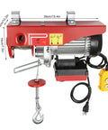 Heavy Duty Electric Hoist With Remote Control For Lifting Engines And Heavy Gear At The Garahage Or Shop, Built For Tough Jobs And Fast Work Any Day! - red hoist with hook and remote.