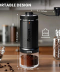 60g Large Capacity Manual Coffee Grinder With 40 Adjustable Settings, Stainless Steel Burrs, Portable Hand Mill, black, on countertop