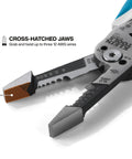 Close-up of Heavy-Duty Wire Stripper with cross-hatched jaws for 8-18 AWG solid and 10-20 AWG stranded wire.