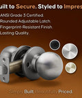 Passage Interior Door Knob Set Satin Stainless Heavy Duty Hardware With Easy Install And Reversible Design. ANSI Grade 3.