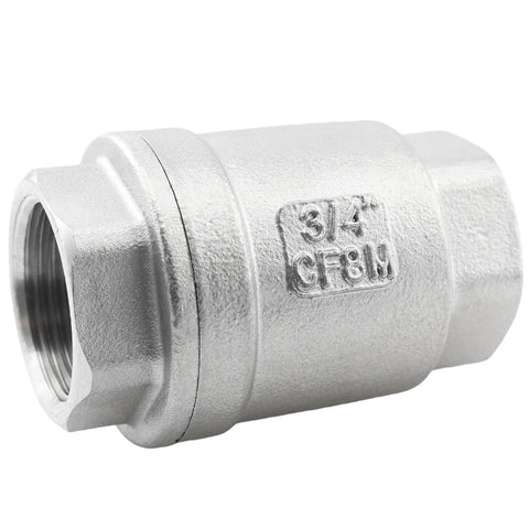 3/4 in stainless steel threaded check valve CF8M, inline body with female inlet