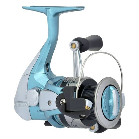 Spirex FG Spinning Reel With Propulsion Line Management System And QuickFire II showing side view, graphite frame, aluminum spool
