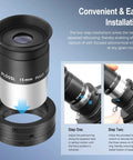 1.25 Inch Parfocal Eyepiece Rings Set of Three For Rapid Focus Switching, All Aluminum Universal Telescope Eyepiece Rings Kit usage steps