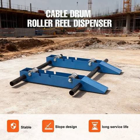 Heavy Duty Cable Drum Roller Dispenser For Reels Up To 39 Inches Wide Industrial Grade Steel Wire Unwinder Cable Reel Stand outdoors