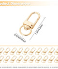 Top Tier Gold Metal Lobster Claw Clasps Featuring Smooth 360 Swivel Action With 20 Pack Ready To Rock Keychain Hardware Including Matched Split Rings For Bags And Craft Projects, dimensions shown.
