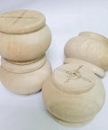 Real Deal Solid Hardwood 2 Inch Round Bun Feet For Furniture Upgrades And DIY Repairs Includes Mounting Plates With Screws Set Of Four Unpainted Custom Paint Ready replacement legs stacked