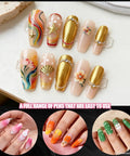 Complete Nail Art Kit With Stands And Tools Featuring 15 Black Nail Brushes 5 Dotting Tools, showcasing various nail designs and patterns.