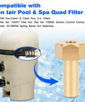 DE Filter Tank Clamp Nut No Fuss Replacement For Pool Filter Parts FNS Quad System shown with brass nut and filter