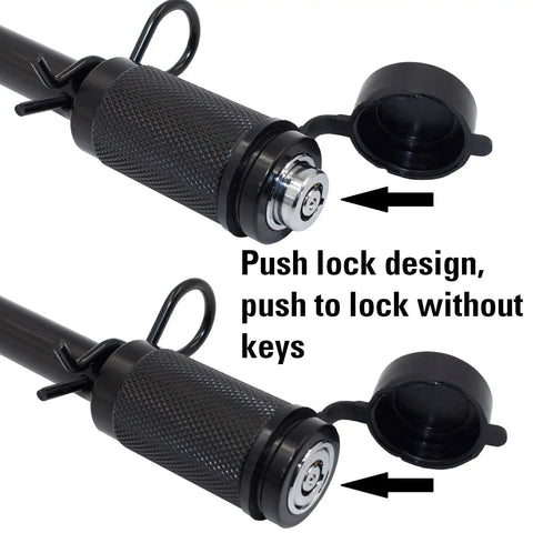 Extra Long Five Eighths Inch Trailer Hitch Lock Pin for Two Inch and Two and a Half Inch Receivers, push lock design