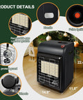Indoor Outdoor Propane Heater 6000 To 18000 BTU With 3 Modes ODS And Tip Over Protection in use near holiday decor