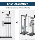Manual Force Test Stand With Hand Wheel 250mm Stroke Dual Mounting Plate 41x73mm And 40x90mm For ZMF Force Gauge Sold Separately Built For Precise Repeatable Measurements And Smooth Operation, manual force test stand for compression and tension testing