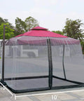 10 Foot Patio Mosquito Netting for Umbrella Cover With Zipper Windproof Screen Portable Foldable Net installed on patio.