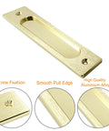 Two Pack 7 Inch Flush Pull Handles For Recessed Barn Doors And Pocket Sliding Doors Rectangular Finger Pulls In Brushed Gold Finish