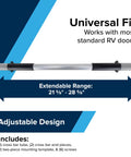 RV Screen Door Cross Bar For Campers And Travel Trailers, Shields Your Screen Door From Smacks And Damage, Makes Exiting A Breeze, Adjustable From 21 5/8 To 28 5/8 Inches, Durable Travel Trailer Accessory, aluminum bar