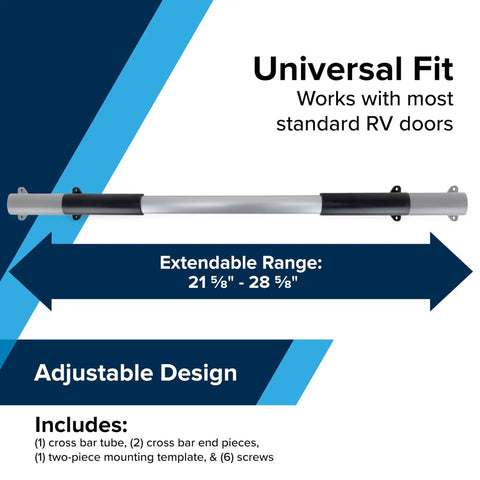 RV Screen Door Cross Bar For Campers And Travel Trailers, Shields Your Screen Door From Smacks And Damage, Makes Exiting A Breeze, Adjustable From 21 5/8 To 28 5/8 Inches, Durable Travel Trailer Accessory, aluminum bar