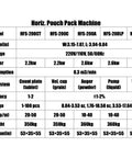 Technical specifications for Top Shelf Horizontal Rotary 8 Station Granule Filling And Premade Pouch Sealer Machine for food packaging.