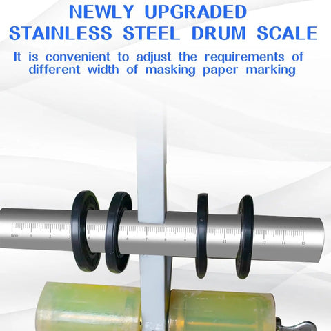 Hand Push Floor Tape Marking Machine For Straight Lines And Circles, stainless steel drum, adjustable tape width, black wheels