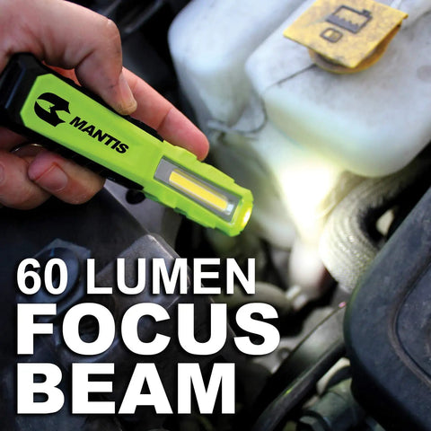 Person using Mantis COB LED Work Light Tough As Nails, Rechargeable Battery, Magnetic Mount With 180 Degree Pivot under car hood