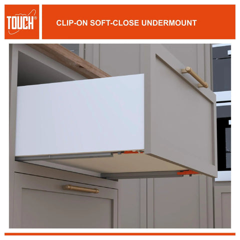 Heavy Duty Undermount Drawer Slides 21 Inch Soft Close Concealed Bottom Mount For Cabinetry with drawer partially open.