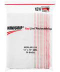 Red Line 12 By 15 Inch 6 Mil Zipper Reclosable Bags Clear Poly Food Storage Case Of 200 For Easy Organization And Quick Access, Durable Reusable Bags That Seal Tight And Keep Contents Fresh And Grab And Go Ready. front view, 50-bag pack