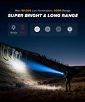 Person using 2 Pack Rechargeable Spotlight Flashlights 1,000,000 Lumen Beast Bright IP67 Waterproof Handheld Search Light outdoors