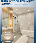 Bathroom with 12 Pack 5/6 Inch LED Recessed Downlights With Baffle Trim, Dimmable, 12.5W, 4000K Cool White, No Flicker