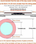 Size guide for Massive 35 Inch Turntable Lazy Susan Tabletop Rotating Tray With Tempered Glass Display Plate